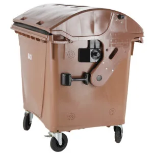 Bio kontener na odpady BIO śmieci i odpadki spożywczych ATEST - brązowy 1100L 6 Bio kontener na odpady BIO śmieci i odpadki spożywczych ATEST - brązowy 1100L - obrazek 2