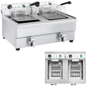 Frytkownica frytownica gastronomiczna dwukomorowa z kranami 230V 2x16L - obrazek 1