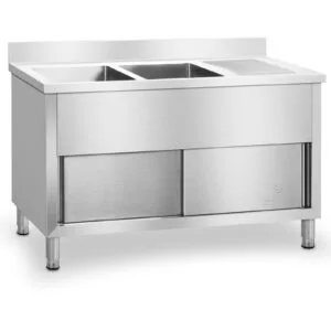 Zlewozmywak zlew gastronomiczny przemysłowy 2-komorowy na podstawie 140cm Royal Catering 7 Zlewozmywak zlew gastronomiczny przemysłowy 2-komorowy na podstawie 140cm Royal Catering - obrazek 4