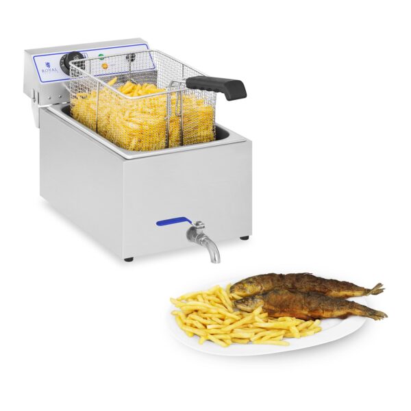Profesjonalna frytownica do frytek ryb z kranem 3000W 17L Royal Catering RCEF 15E 2 10010421 1