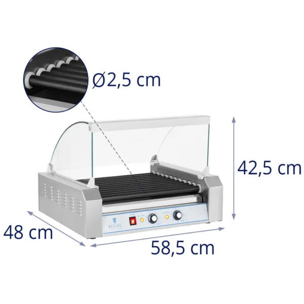 Grill rolkowy z szybą Roller grill z rolkami z teflonu 11T 6 10010472 6