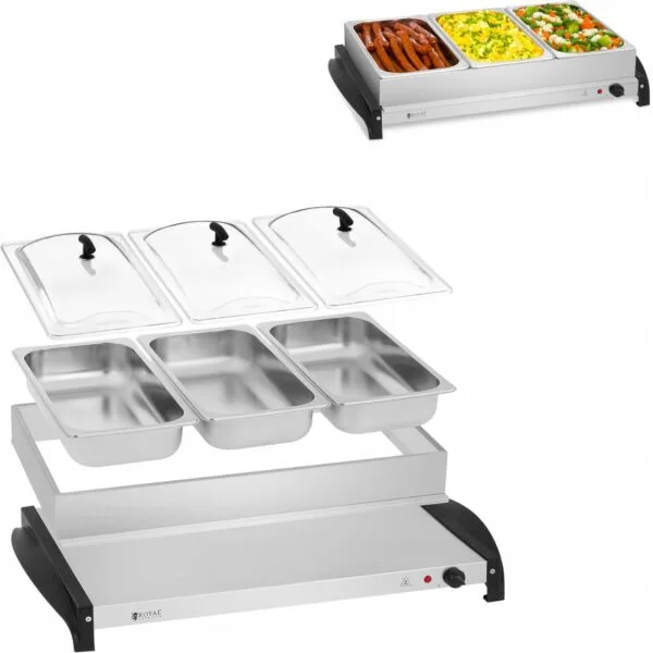 Podgrzewacz do potraw na 3 pojemniki elektryczny 400W Royal Catering 1 10010761 podgrzewacz do potraw na 3 pojemniki elektryczny royal catering