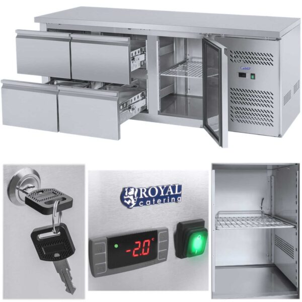 10010929 stol chlodniczy ze stalowym blatem roboczym 4 szuflady od 2 do 10c 179cm hurtownia sklep cena