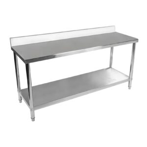 Stół blat roboczy stalowy gastronomiczny przyścienny z rantem i półką 200x60cm 6 Stół blat roboczy stalowy gastronomiczny przyścienny z rantem i półką 200x60cm - obrazek 2