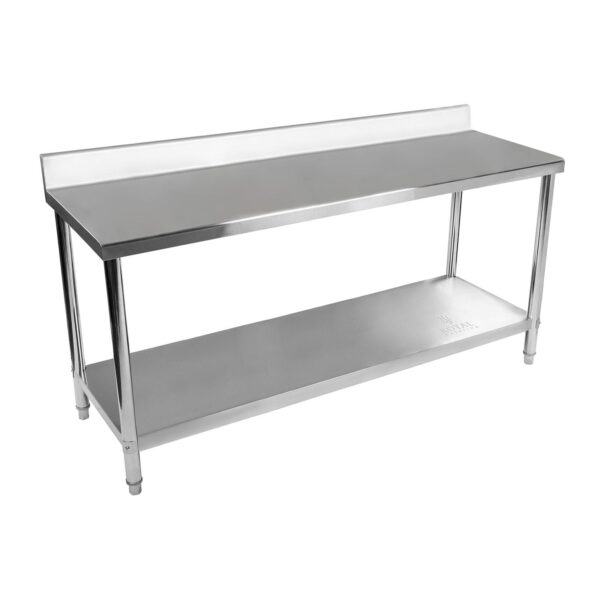 Stół blat roboczy stalowy gastronomiczny przyścienny z rantem i półką 200x60cm 1 10011087 stol blat roboczy stalowy gastronomiczny przyscienny z rantem i polka 200x60cm hurtownia sklep zielona gora