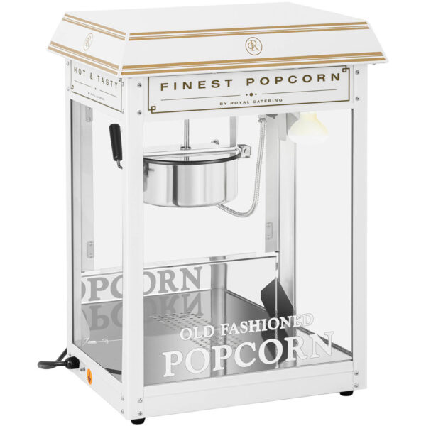 Maszyna automat urządzenie do prażenia popcornu retro TEFLON 1600 W 5-6 kg/h - biało-złota 9 10011101 9