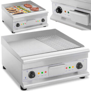 Grill płyta grillowa podwójna gładka ryflowana z szufladą na tłuszcz 230 V 2x 3200 W - obrazek 1