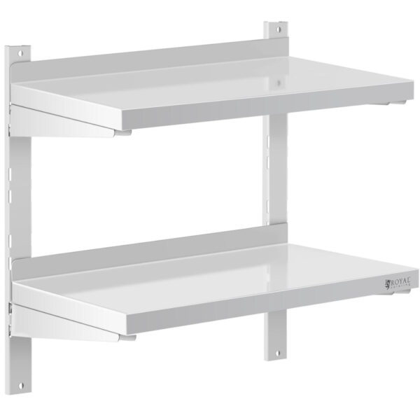 Półka ścienna wisząca gastronomiczna podwójna z regulacją STAL 60 x 30 cm 1 10011454 1