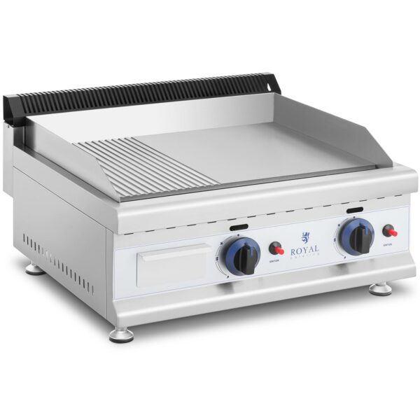 Grill gazowy podwójny gładki ryflowany nierdzewny na gaz ziemny 2x 3.1 kW 0.02 bar 60 x 40 cm 1 10011918 1