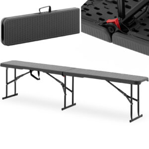 Ławka cateringowa ogrodowa składana czarna do 300 kg 183 x 30 x 43 cm 7 Ławka cateringowa ogrodowa składana czarna do 300 kg 183 x 30 x 43 cm - obrazek 1