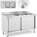 10012134 zlew basen gastronomiczny dwukomorowy z szafka z drzwiami przesuwnymi 140 x 70 x 95 cm ean 4062859020659 hurtownia zielona gora