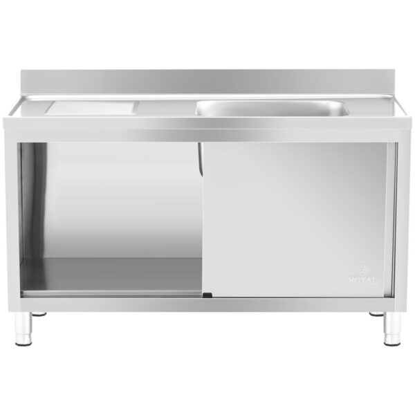 Zlew basen gastronomiczny jednokomorowy z szafką z drzwiami przesuwnymi prawy 140 x 60 x 94.5 cm 6 10012139 6