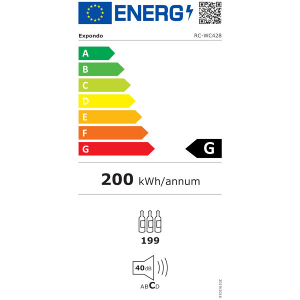 Winiarka lodówka chłodziarka do wina napojów na 199 butelek LED 428 l czarna 8 10012299 eei g
