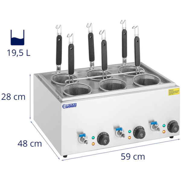 Makaroniarka warnik do gotowania makaronu z kranikami 6 koszy 3 x 6,5 l 3000 W 6 10012365 6