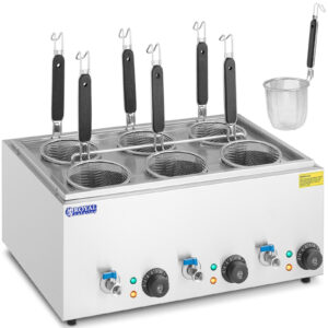 Makaroniarka warnik do gotowania makaronu z kranikami 6 koszy 3 x 6,5 l 3000 W 7 Makaroniarka warnik do gotowania makaronu z kranikami 6 koszy 3 x 6,5 l 3000 W - obrazek 1