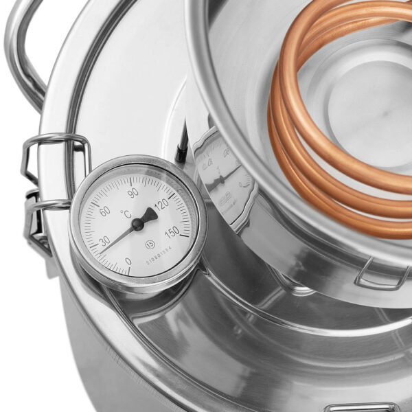 Destylator destylarka nierdzewna z miedzianą spiralą termometrem 12 l 2 10012421 2