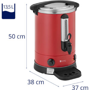 Warnik podgrzewacz do wody z podwójnymi ściankami i ociekaczem 13.5 L 2500 W czerwony 13 Warnik podgrzewacz do wody z podwójnymi ściankami i ociekaczem 13.5 L 2500 W czerwony - obrazek 7