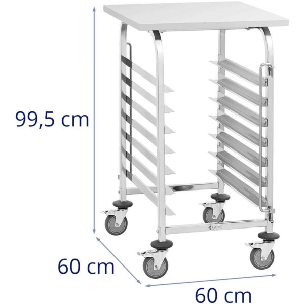 Wózek kelnerski cateringowy z półką do transportu 7 tac 60 x 60 cm z półką 7 10012794 7