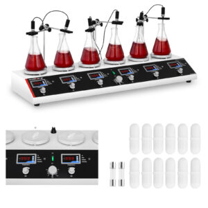 Mieszadło magnetyczne laboratoryjne 99deg C timer 6 stanowisk + mieszadełka 5 Mieszadło magnetyczne laboratoryjne 99deg C timer 6 stanowisk + mieszadełka - obrazek 1