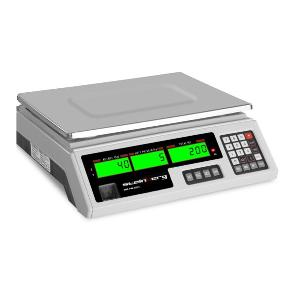 Waga sklepowa kontrolna 339x233mm zasilacz + akumulator 40kg / 2g - biała 1 10030369 1
