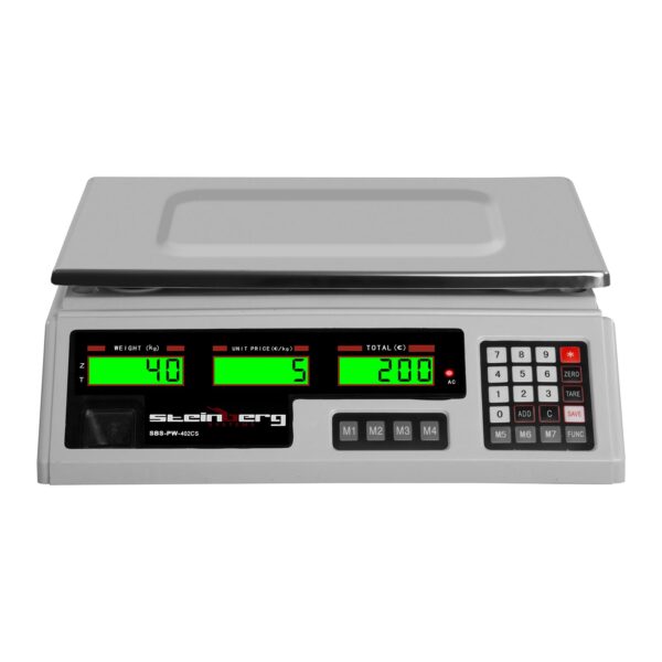 Waga sklepowa kontrolna 339x233mm zasilacz + akumulator 40kg / 2g - biała 2 10030369 2