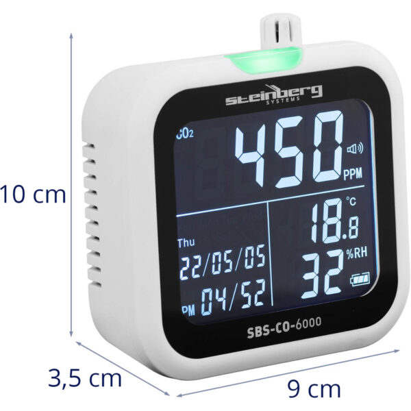 Miernik dwutlenku węgla CO2 temperatury wilgotności z datą i godziną 1-99% -20-60C 5 10030968 5