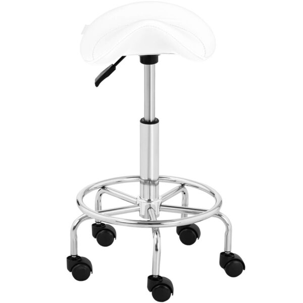 Taboret stołek hoker kosmetyczny siodłowy na kółkach Frankfurt do 150 kg biały 5 10040301 5