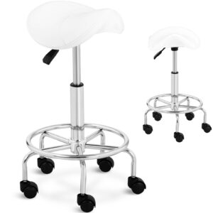Taboret stołek hoker kosmetyczny siodłowy na kółkach Frankfurt do 150 kg biały 6 Taboret stołek hoker kosmetyczny siodłowy na kółkach Frankfurt do 150 kg biały - obrazek 1