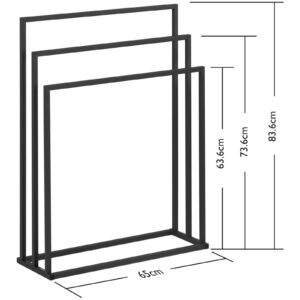 Stojak wieszak na 3 ręczniki wolnostojący podłogowy STAL 65 x 21.5 x 84 cm ciemnoszary 13 Stojak wieszak na 3 ręczniki wolnostojący podłogowy STAL 65 x 21.5 x 84 cm ciemnoszary - obrazek 7