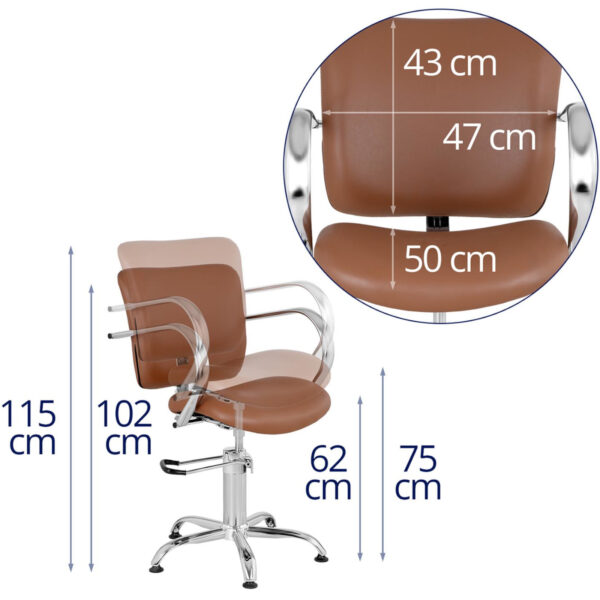 Fotel krzesło fryzjerskie barberskie kosmetyczne London Brown brązowe 6 10040529 6