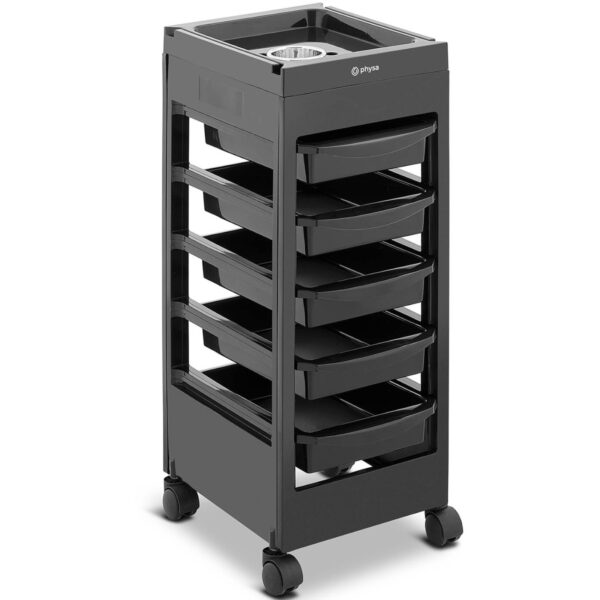 Wózek pomocnik fryzjerski z uchwytem na suszarkę 5 szuflad półka 495 x 284 mm 1 10040538 1