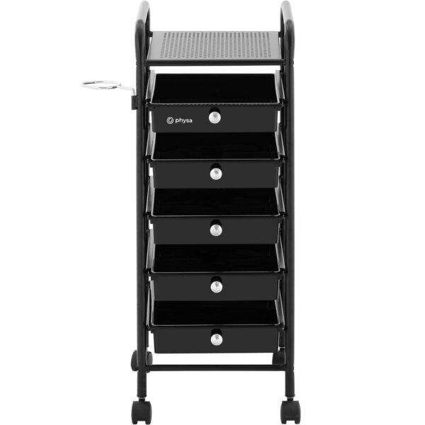Wózek pomocnik fryzjerski z uchwytem na suszarkę 5 szuflad półka 330 x 320 mm 5 10040540 5