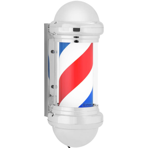 Słupek szyld fryzjerski barberski barber pole obrotowy podświetlany 25 cm - srebrny 1 10040661 1