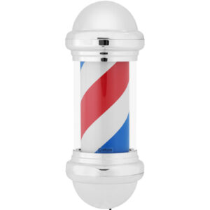 Słupek szyld fryzjerski barberski barber pole obrotowy podświetlany 25 cm - srebrny 11 Słupek szyld fryzjerski barberski barber pole obrotowy podświetlany 25 cm - srebrny - obrazek 5