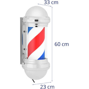 Słupek szyld fryzjerski barberski barber pole obrotowy podświetlany 25 cm - srebrny 13 Słupek szyld fryzjerski barberski barber pole obrotowy podświetlany 25 cm - srebrny - obrazek 7