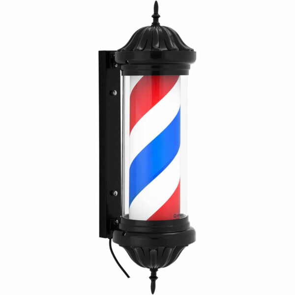 Słupek szyld fryzjerski barberski barber pole obrotowy podświetlany 38 cm - czarny 1 10040662 1