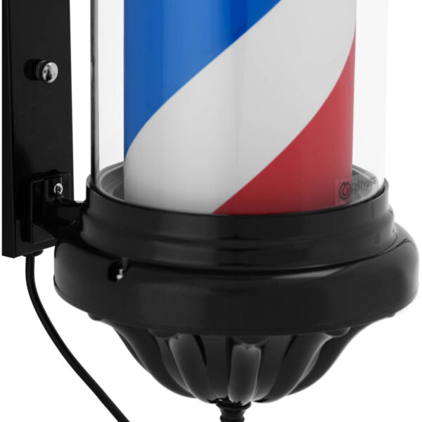 Słupek szyld fryzjerski barberski barber pole obrotowy podświetlany 38 cm - czarny 2 10040662 2
