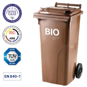 Pojemnik kubeł na BIO odpady i śmieci spożywcze ATESTY Europlast Austria - brązowy 120L 6 Pojemnik kubeł na BIO odpady i śmieci spożywcze ATESTY Europlast Austria - brązowy 120L - obrazek 2