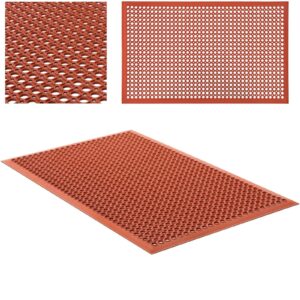 Mata wycieraczka gumowa antypoślizgowa ażurowa 153 x 92 x 1 cm czerwona - obrazek 1