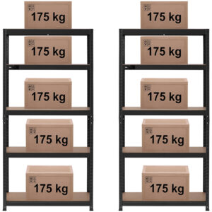 Regał magazynowy metalowy 5 półek 875 kg 90 x 40 x 180 cm szaroniebieski 2 szt. 12 Regał magazynowy metalowy 5 półek 875 kg 90 x 40 x 180 cm szaroniebieski 2 szt. - obrazek 6