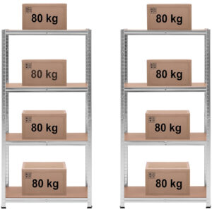 Regał magazynowy metalowy 4 półki 320 kg 80 x 40 x 160 cm szary 2 szt. 12 Regał magazynowy metalowy 4 półki 320 kg 80 x 40 x 160 cm szary 2 szt. - obrazek 6