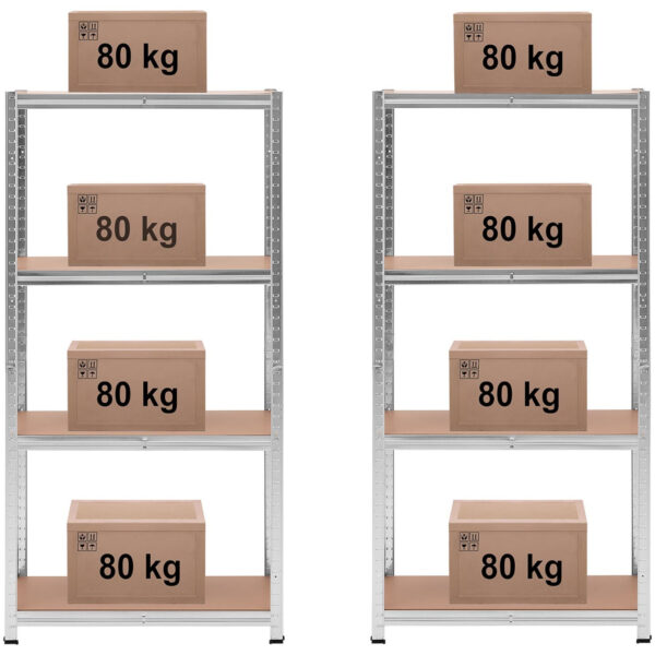 Regał magazynowy metalowy 4 półki 320 kg 80 x 40 x 160 cm szary 2 szt. 5 10061979 5