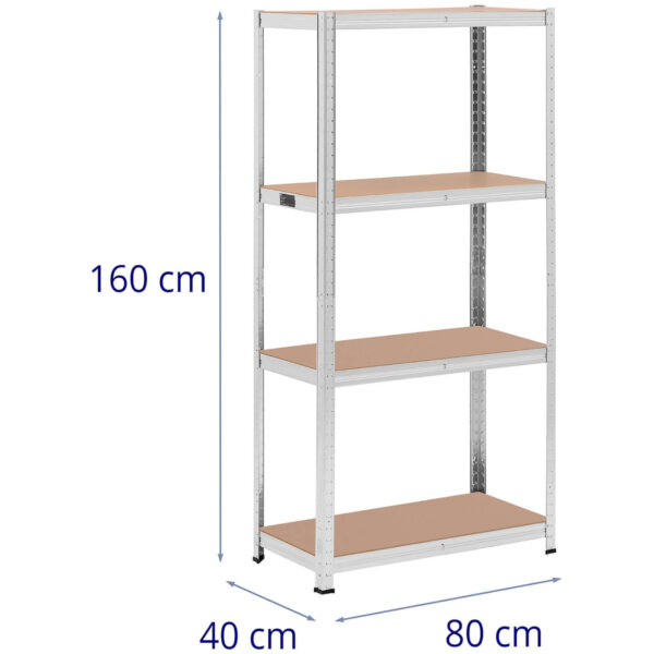 Regał magazynowy metalowy 4 półki 320 kg 80 x 40 x 160 cm szary 2 szt. 6 10061979 6