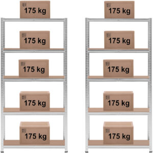 Regał magazynowy metalowy 5 półek 875 kg 90 x 30 x 180 cm szary 2 szt. 12 Regał magazynowy metalowy 5 półek 875 kg 90 x 30 x 180 cm szary 2 szt. - obrazek 6