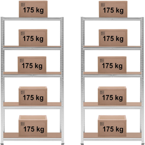 Regał magazynowy metalowy 5 półek 875 kg 90 x 30 x 180 cm szary 2 szt. 5 10061986 5