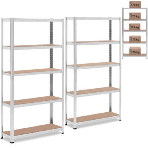 Regał magazynowy metalowy 5 półek 875 kg 90 x 30 x 180 cm szary 2 szt. - obrazek 1