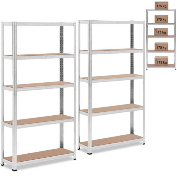 10061986 regal magazynowy metalowy 5 polek 875 kg 90 x 30 x 180 cm szary 2 szt ean 4062859091215 hurtownia zielona gora
