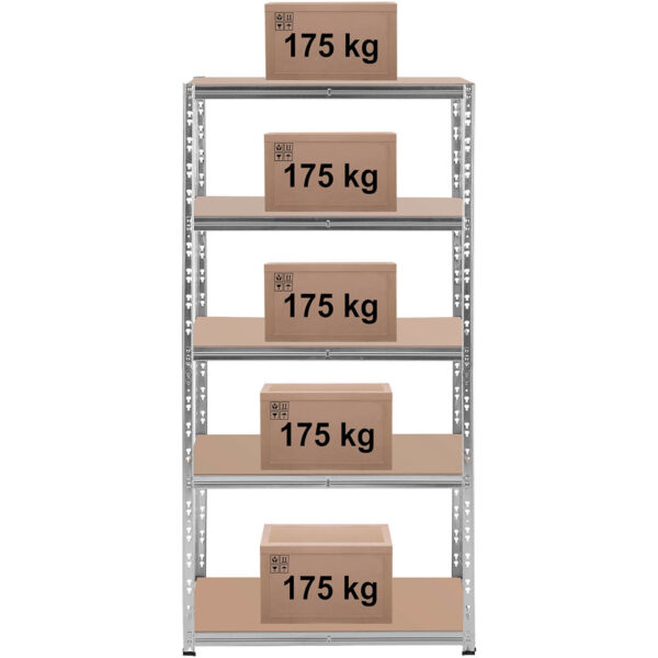 Regał magazynowy metalowy 5 półek 875 kg 90 x 60 x 180 cm szary 5 10061989 5