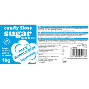 Kolorowy cukier do waty cukrowej niebieski o smaku gumy balonowej 1kg - obrazek 4