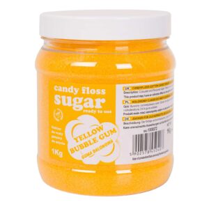 Kolorowy cukier do waty cukrowej żółty o smaku gumy balonowej 1kg 4 Kolorowy cukier do waty cukrowej żółty o smaku gumy balonowej 1kg - obrazek 1